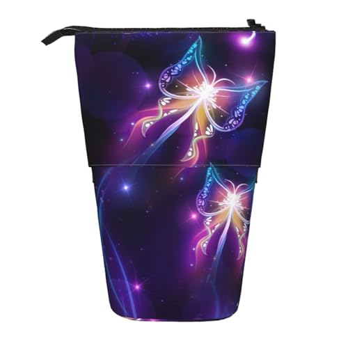 WSHFFILO Bleistifttasche mit Schmetterlingsmotiv, ausziehbar, Violett von WSHFFILO