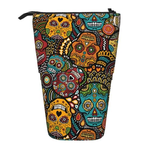 WSHFFILO Bleistifttasche mit Totenkopf-Aufdruck, Teleskop, erweiterbar von WSHFFILO