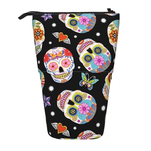 WSHFFILO Bleistifttasche mit Totenkopf-Motiv, ausziehbar, teleskopisch von WSHFFILO