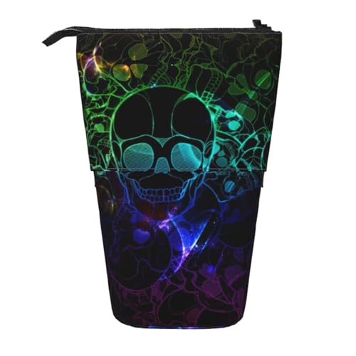 WSHFFILO Bleistifttasche mit coolem Totenkopf-Aufdruck, ausziehbar, ausziehbar von WSHFFILO