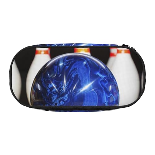 WSHFFILO Bowling bedrucktes Federmäppchen, Federmäppchen, tragbare Schreibwarentasche, Schwarz , Einheitsgröße, Münztasche von WSHFFILO