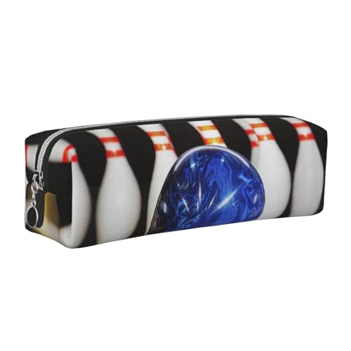 WSHFFILO Bowling bedrucktes Federmäppchen aus Leder, silber, Einheitsgröße, Münztasche von WSHFFILO