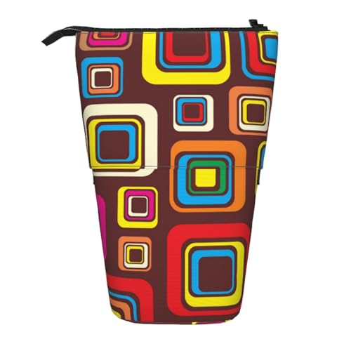 WSHFFILO Bunte Quadrate, bedrucktes Teleskop-Stiftetui, erweiterbar von WSHFFILO