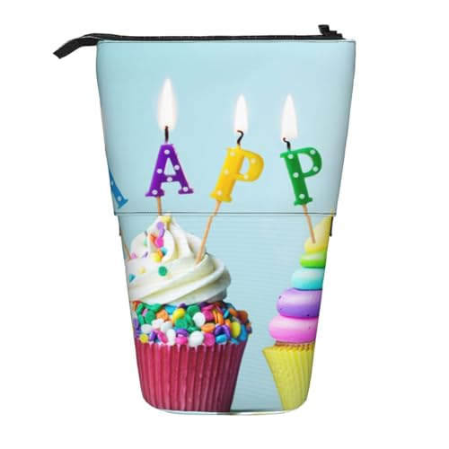WSHFFILO Buntes Federmäppchen mit Cupcake-Motiv, ausziehbar, Teleskop-Stifttasche von WSHFFILO