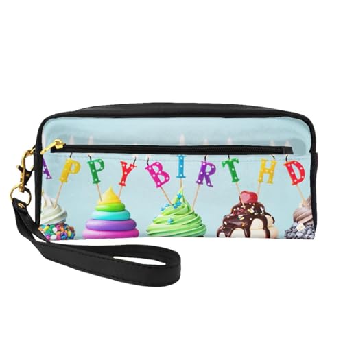 WSHFFILO Buntes Federmäppchen mit Cupcake-Motiv, kleine Make-up-Tasche, tragbare Schreibwaren-Tasche von WSHFFILO