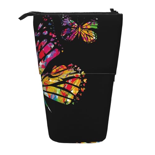 WSHFFILO Buntes Federmäppchen mit Schmetterlings-Aufdruck, ausziehbar von WSHFFILO