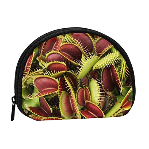 WSHFFILO Carnivorous Plant Printed Shell Storage Bag Mini Coin Organizer, Schwarz , Einheitsgröße von WSHFFILO