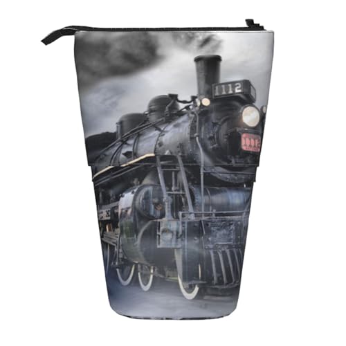 WSHFFILO Dampfzug Wolken bedrucktes Teleskop-Stiftetui, erweiterbar von WSHFFILO