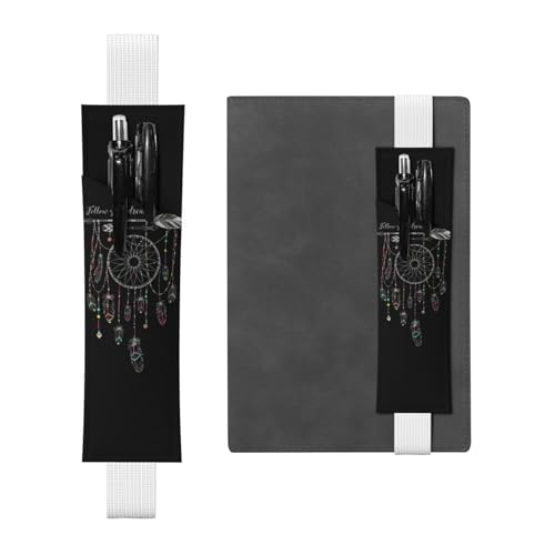 WSHFFILO Dark Dream Catcher bedruckter Leder-Stifthalter Lesezeichen Federmäppchen, weiß, Einheitsgröße, Münztasche von WSHFFILO