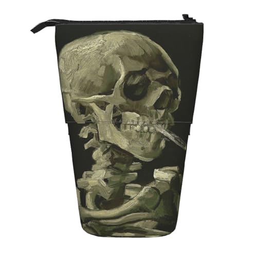 WSHFFILO Ein Skelett mit brennender Zigarette, bedrucktes Teleskop-Stiftetui, erweiterbar von WSHFFILO