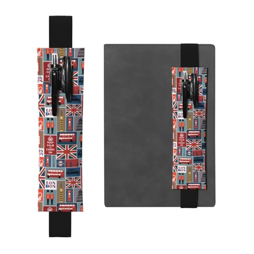 WSHFFILO England-Symbole, bedrucktes Leder-Stifthalter, Lesezeichen, Federmäppchen, Schwarz , Einheitsgröße, Münztasche von WSHFFILO