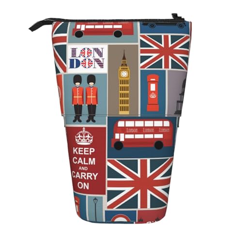 WSHFFILO England-Symbole, bedrucktes Teleskop-Stiftetui, erweiterbar von WSHFFILO