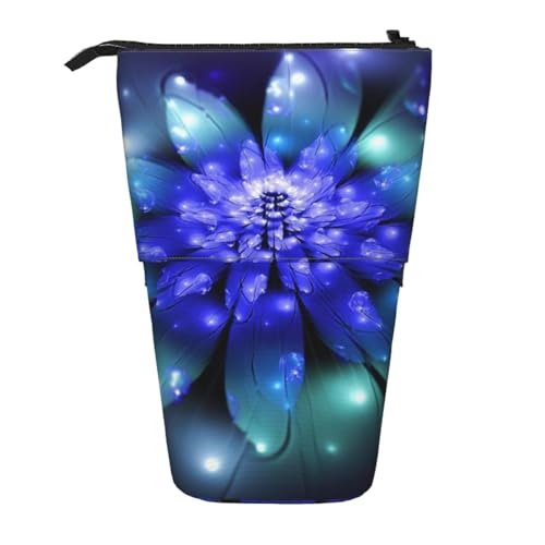 WSHFFILO Fantasy Blue Flower Printed Pencil Telescopic Expandable Pen Pouch von WSHFFILO