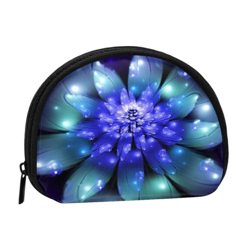 WSHFFILO Fantasy Blue Flower Printed Shell Storage Bag Mini Coin Organizer, Schwarz , Einheitsgröße von WSHFFILO