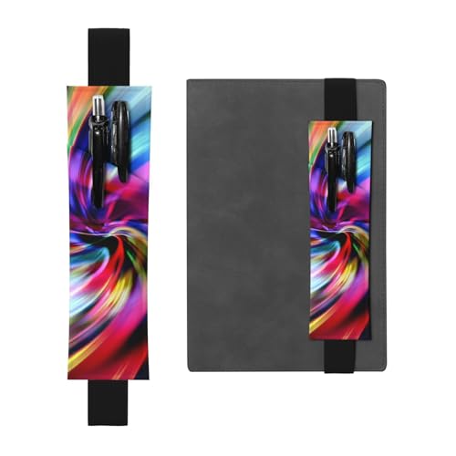 WSHFFILO Farbenfrohes Batik-Stifteetui aus Leder mit Lesezeichen, Federmäppchen, Schwarz , Einheitsgröße, Münztasche von WSHFFILO