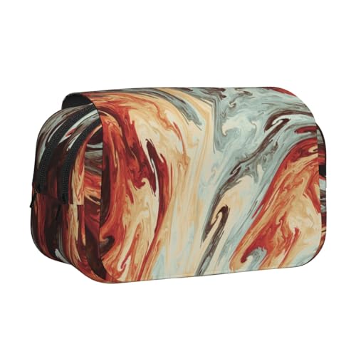 WSHFFILO Federmäppchen, Marmor, gemischt, braun, bedruckt, doppeltes Klappetui, Federmäppchen, tragbare Schreibwarentasche, Schwarz , Einheitsgröße, Münztasche von WSHFFILO