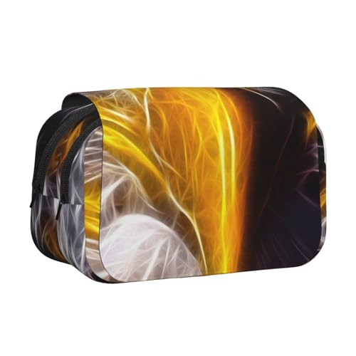 WSHFFILO Federmäppchen, Motiv: Amerikanischer Weißkopfseeadler, doppeltes Klappetui, Federmäppchen, tragbare Schreibwarentasche, Schwarz , Einheitsgröße, Münztasche von WSHFFILO