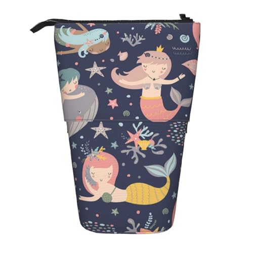 WSHFFILO Federmäppchen, Motiv: Meerjungfrau im Ozean, ausziehbar, Teleskop-Stifttasche von WSHFFILO