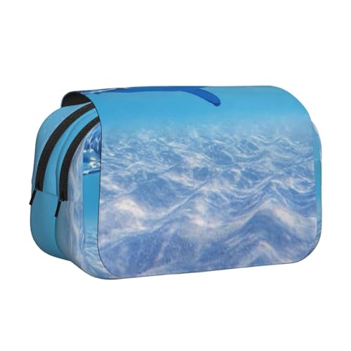 WSHFFILO Federmäppchen, Motiv: Ozeanhaie, bedruckt, doppeltes Klappetui, Federmäppchen, tragbare Schreibwaren-Tasche, Schwarz , Einheitsgröße, Münztasche von WSHFFILO