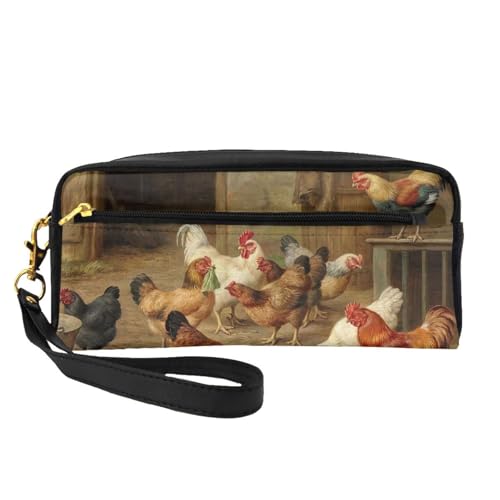 WSHFFILO Federmäppchen, Motiv: Roast Chicken Hen Farm, bedruckt, kleine Make-up-Tasche, tragbare Schreibwaren-Tasche von WSHFFILO