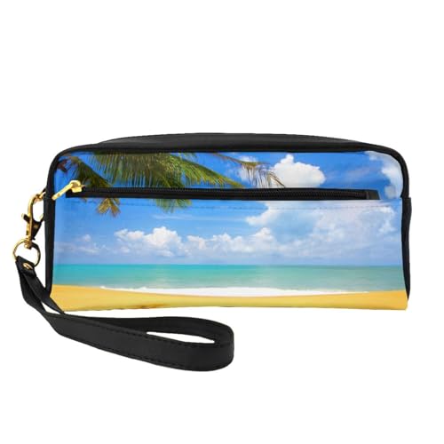 WSHFFILO Federmäppchen, Motiv: Sonnenuntergang Palme, kleine Make-up-Tasche, tragbare Schreibwaren-Tasche von WSHFFILO