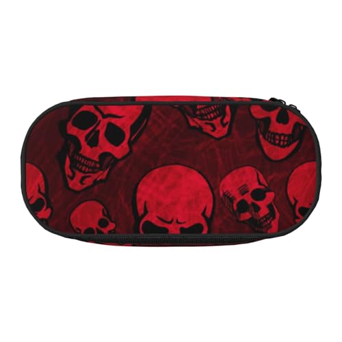 WSHFFILO Federmäppchen, Motiv: rote Totenköpfe, Federmäppchen, tragbare Schreibwaren-Tasche, Schwarz , Einheitsgröße, Münztasche von WSHFFILO