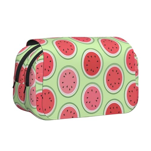 WSHFFILO Federmäppchen, doppeltes Klappetui, Federmäppchen, tragbar, Wassermelonen-Grün, Schwarz , Einheitsgröße, Münztasche von WSHFFILO
