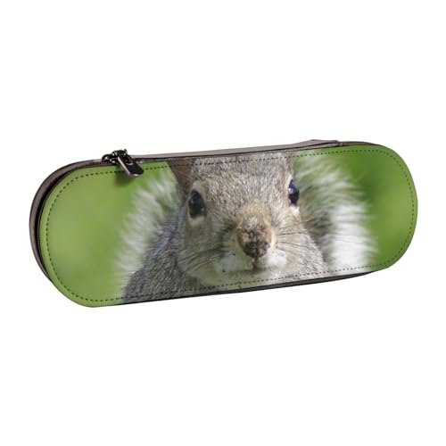 WSHFFILO Federmäppchen, rotes Eichhörnchen, bedrucktes Leder, tragbare Schreibwaren-Tasche von WSHFFILO