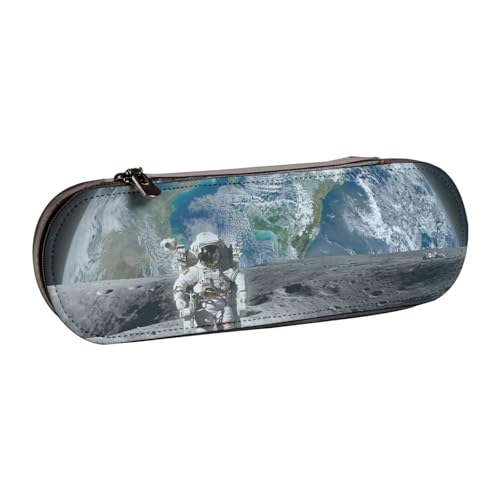 WSHFFILO Federmäppchen aus Leder, Motiv: Astronaut, tragbar, Schreibwarenetui von WSHFFILO