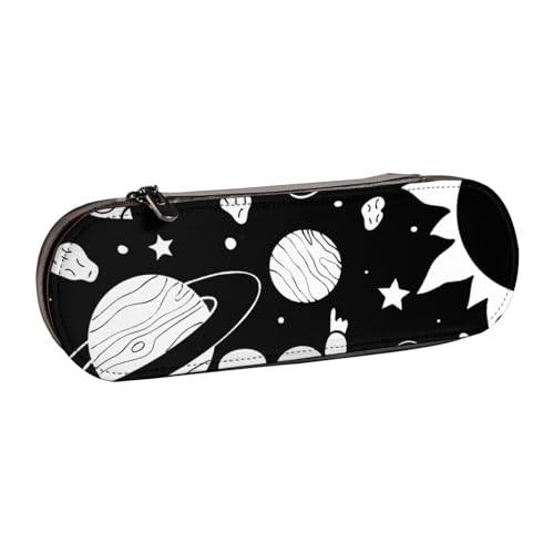 WSHFFILO Federmäppchen aus Leder, Motiv: Astronaut und Alien, bedruckt, tragbare Schreibwaren-Tasche von WSHFFILO