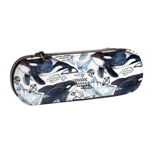 WSHFFILO Federmäppchen aus Leder, Motiv: Killerwal, tragbar, Schreibwarenetui von WSHFFILO