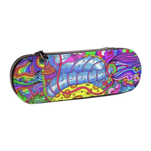 WSHFFILO Federmäppchen aus Leder, Motiv: Rauchpilze, tragbare Schreibwaren-Tasche von WSHFFILO