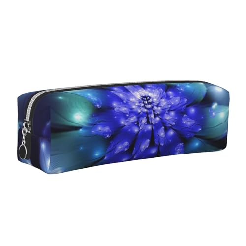 WSHFFILO Federmäppchen aus Leder, mit Blumenmuster, Blau, silber, Einheitsgröße, Münztasche von WSHFFILO