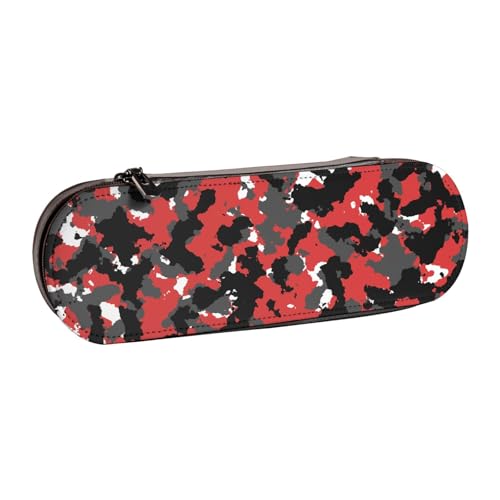 WSHFFILO Federmäppchen aus Leder, mit Camouflage-Muster, tragbar, Schreibwarenetui von WSHFFILO