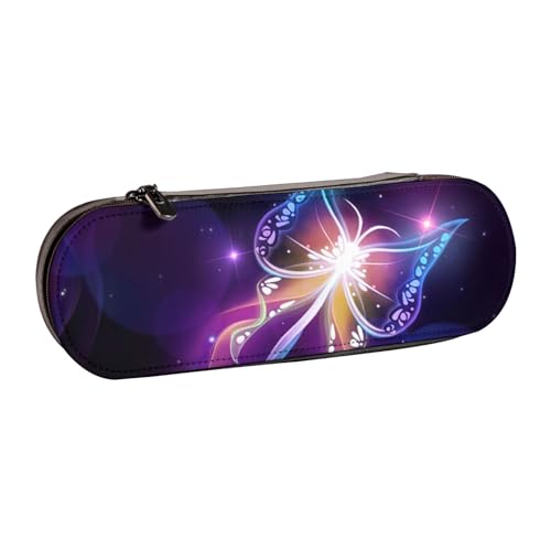 WSHFFILO Federmäppchen aus Leder, mit Schmetterlingsmotiv, Violett von WSHFFILO
