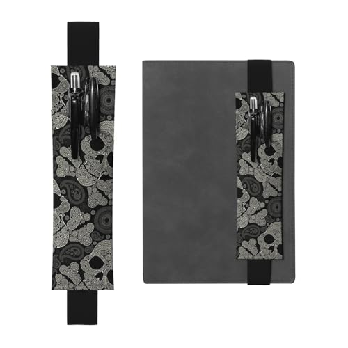 WSHFFILO Federmäppchen aus Leder, mit Totenkopf-Motiv, Lesezeichen, Federmäppchen, Schwarz , Einheitsgröße, Münztasche von WSHFFILO