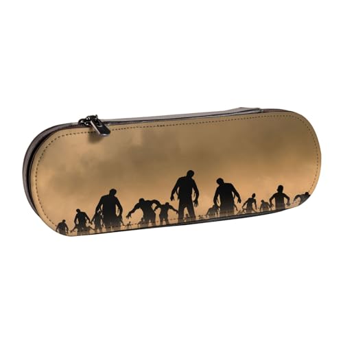 WSHFFILO Federmäppchen aus Leder, mit Zombie-Motiv, tragbar, Schreibwarenetui von WSHFFILO