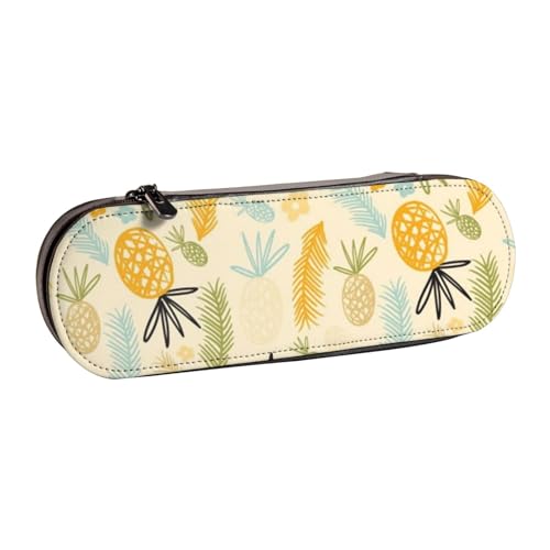 WSHFFILO Federmäppchen aus Leder mit Ananas-Muster, tragbare Schreibwaren-Tasche von WSHFFILO