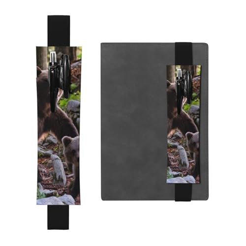 WSHFFILO Federmäppchen aus Leder mit Bären-Aufdruck, Lesezeichen, Federmäppchen, Schwarz , Einheitsgröße, Münztasche von WSHFFILO
