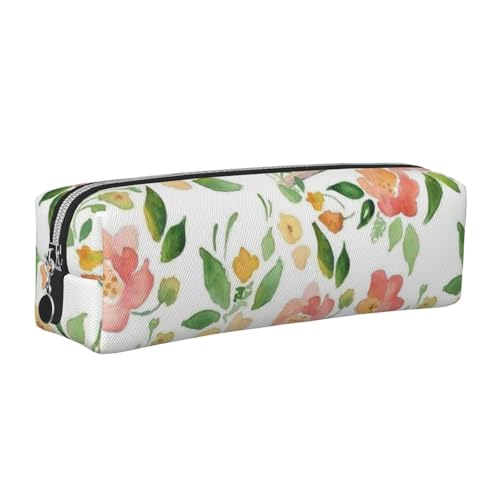 WSHFFILO Federmäppchen aus Leder mit Blumen- und Vogelmotiv, silber, Einheitsgröße, Münztasche von WSHFFILO