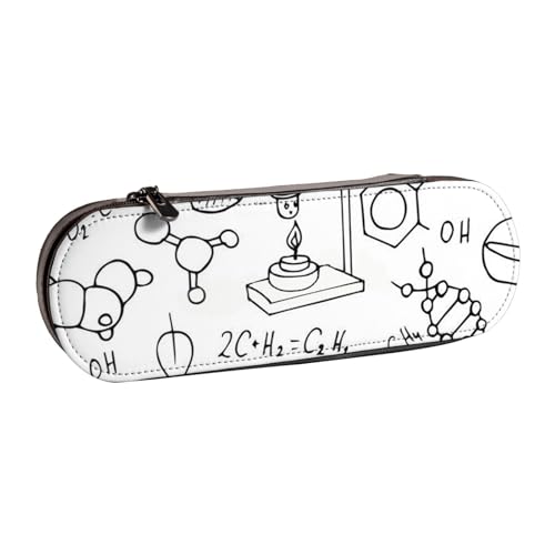 WSHFFILO Federmäppchen aus Leder mit Chemie-Druck, tragbare Schreibwaren-Tasche von WSHFFILO