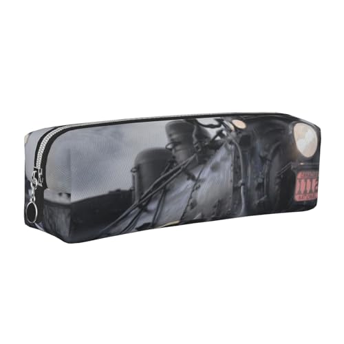 WSHFFILO Federmäppchen aus Leder mit Dampfzug und Wolken, silber, Einheitsgröße, Münztasche von WSHFFILO