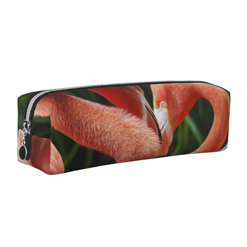 WSHFFILO Federmäppchen aus Leder mit Flamingo-Motiv, silber, Einheitsgröße, Münztasche von WSHFFILO