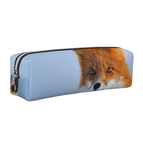 WSHFFILO Federmäppchen aus Leder mit Fuchs-Motiv, silber, Einheitsgröße, Münztasche von WSHFFILO