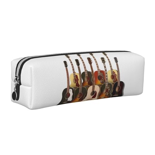 WSHFFILO Federmäppchen aus Leder mit Gitarren-Motiv, silber, Einheitsgröße, Münztasche von WSHFFILO