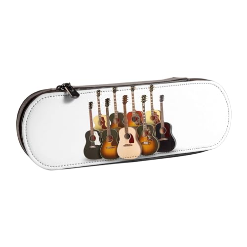 WSHFFILO Federmäppchen aus Leder mit Gitarren-Motiv, tragbare Schreibwaren-Tasche von WSHFFILO