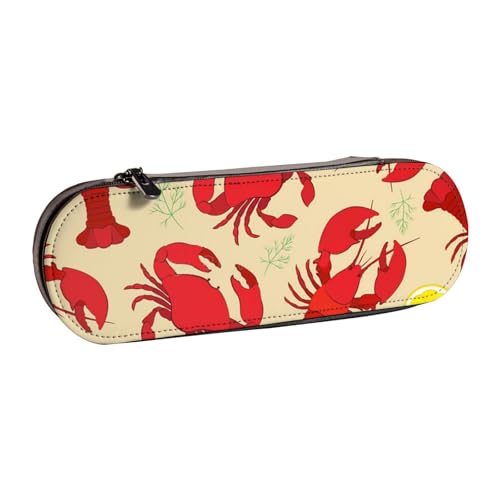 WSHFFILO Federmäppchen aus Leder mit Hummer- und Krabbenmuster, tragbare Schreibwaren-Tasche von WSHFFILO