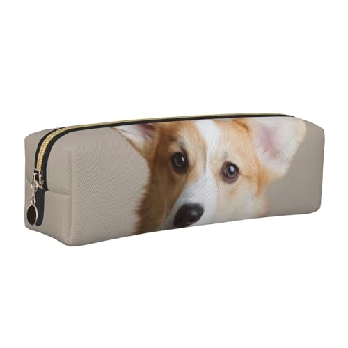 WSHFFILO Federmäppchen aus Leder mit Hundemotiv, gold, Einheitsgröße, Münztasche von WSHFFILO