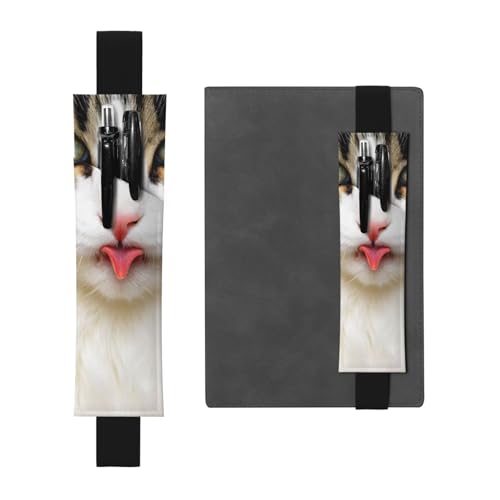 WSHFFILO Federmäppchen aus Leder mit Katzenmotiv, Schwarz , Einheitsgröße, Münztasche von WSHFFILO