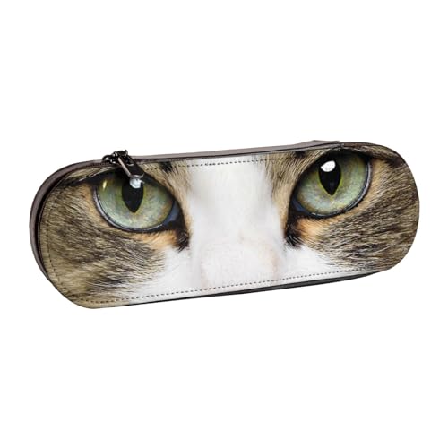 WSHFFILO Federmäppchen aus Leder mit Katzenmotiv, tragbar, Schreibwarenetui von WSHFFILO